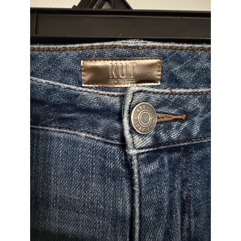 Kut from the Kloth Straight Leg Jeans Medium Wash Raw Hem Size 6 Cropped Denim - Picture 2 of 7